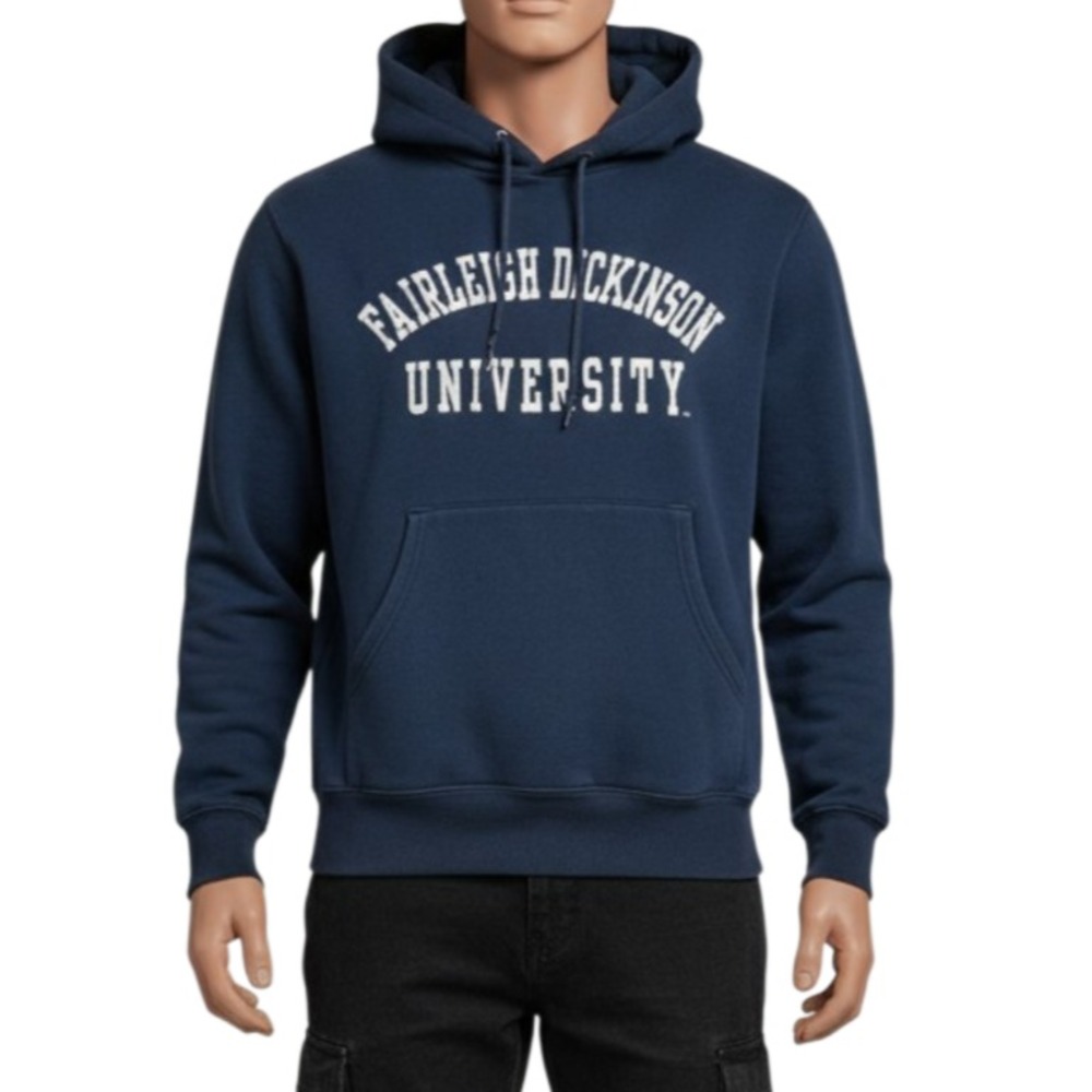 Vintage JanSport FDU Fairleigh Dickinson University Hoodie Mens S Y2K Spellout